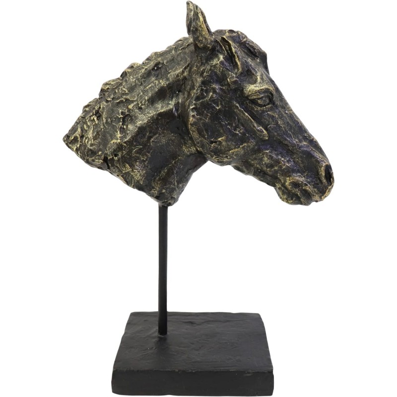 Horse Head Figurine – 31.4 cm Brown Polyresin Stone Look