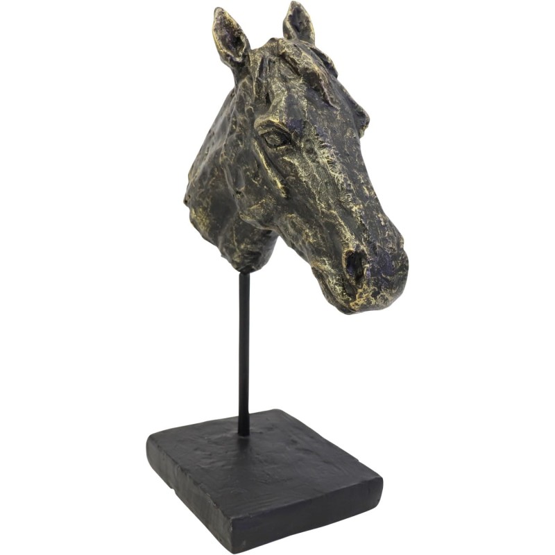 Horse Head Figurine – 31.4 cm Brown Polyresin Stone Look