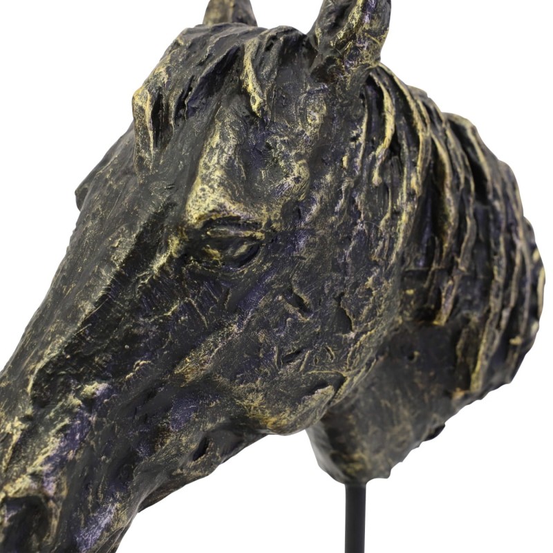 Horse Head Figurine – 31.4 cm Brown Polyresin Stone Look