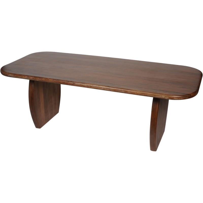 Mango wood dining table with two sculptural supports