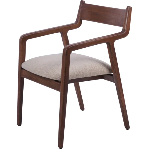 Pair of Two Montpelier Beige Upholstered Wooden Chairs – Mango Wood