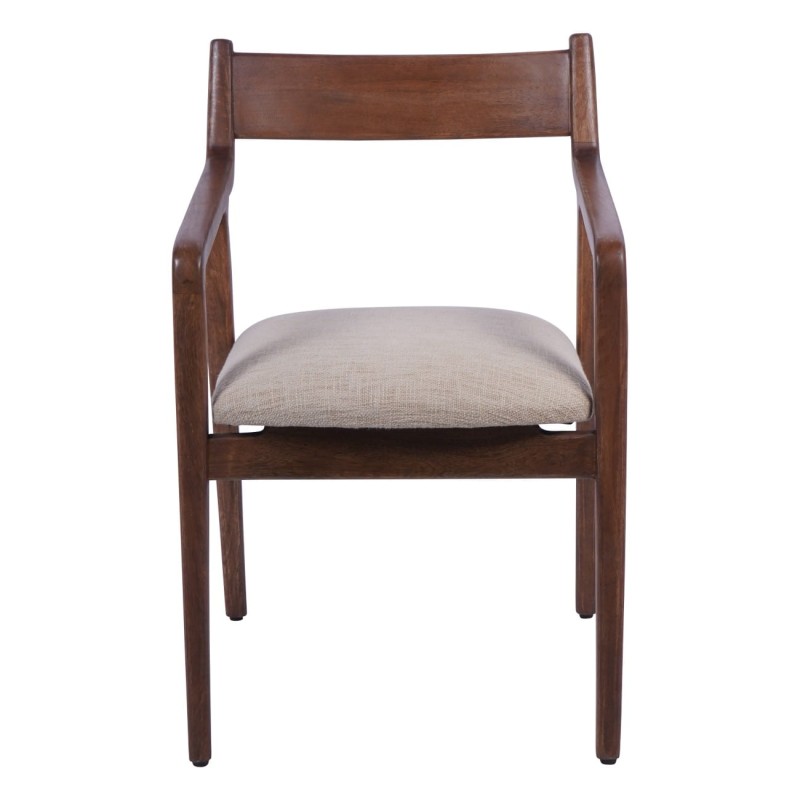 Upholstered dining armchair with an open back