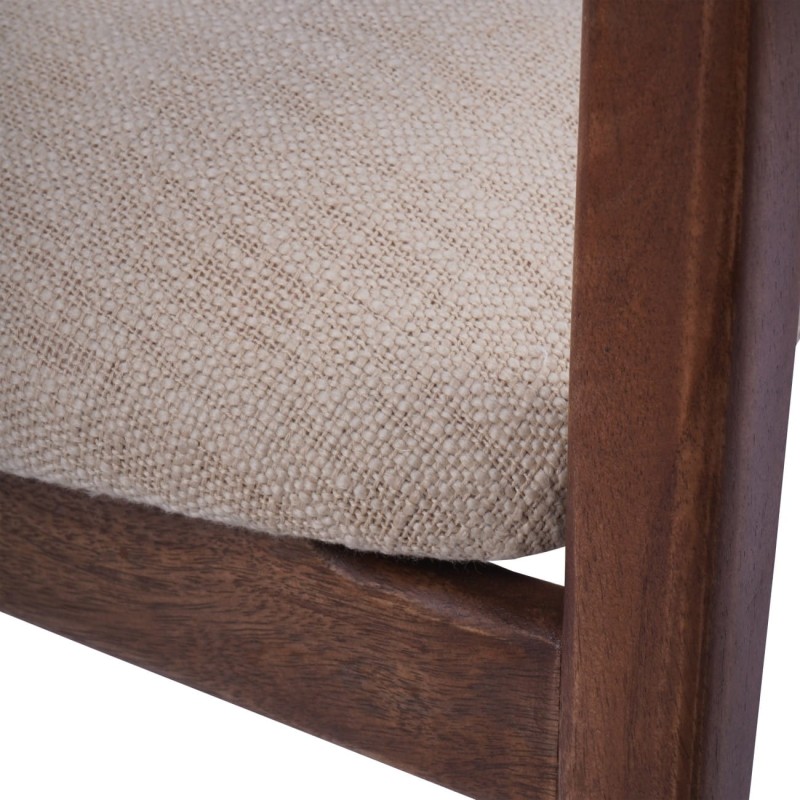 Pair of Two Montpelier Beige Upholstered Wooden Chairs – Mango Wood