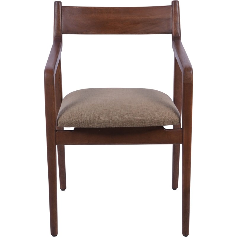 Pair of Two Montpelier Cappuccino Upholstered Wooden Chairs – Mango Wood