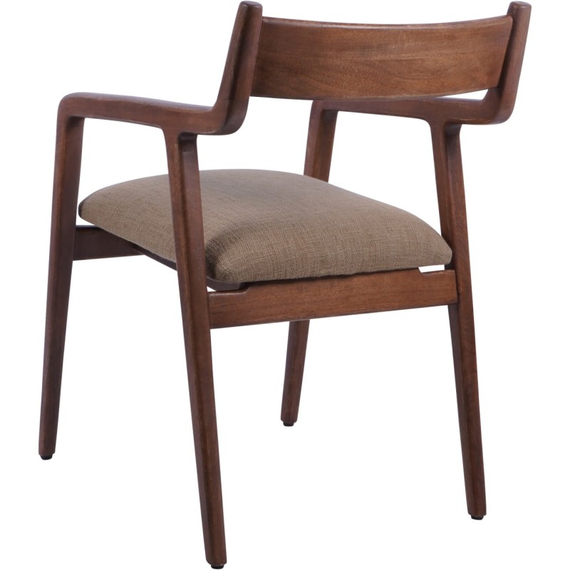 Pair of Two Montpelier Cappuccino Upholstered Wooden Chairs – Mango Wood