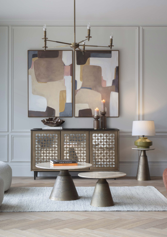 Set of two modern abstract canvas prints for a living room