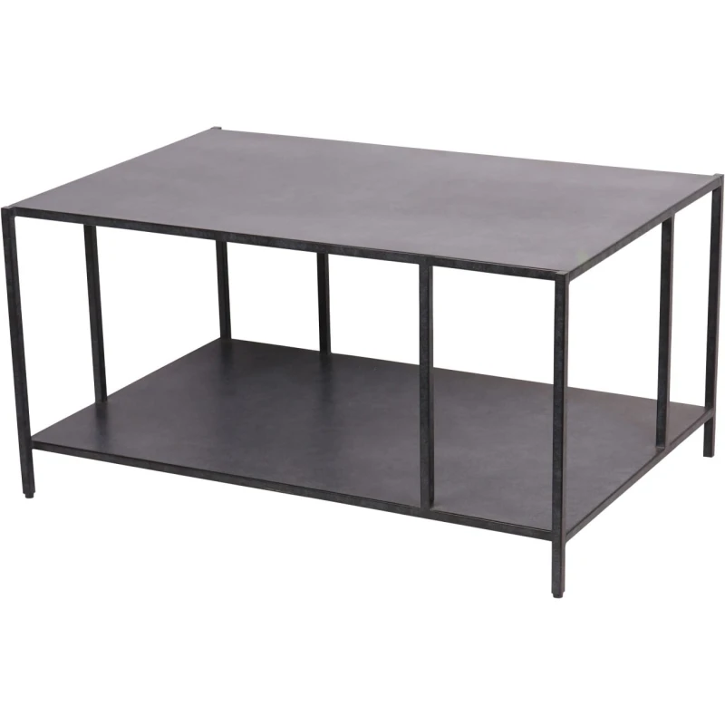 Bromley black metal coffee table with lower shelf