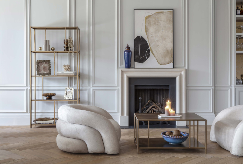 Gold coffee table for a modern classic interior