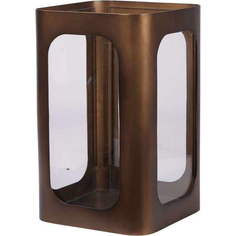 Gold metal lantern with clear glass sides