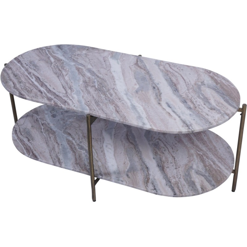 Leicester Oval Marble Coffee Table with Gold Legs – 100 x 50 cm