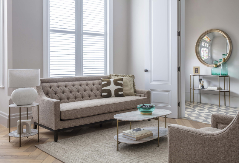 Leicester Oval Marble Coffee Table with Gold Legs – 100 x 50 cm