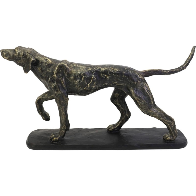 Antique bronze dog sculpture on a black base