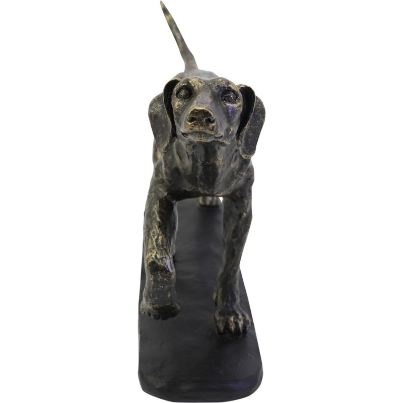 Hunter dog figurine with a textured bronze finish
