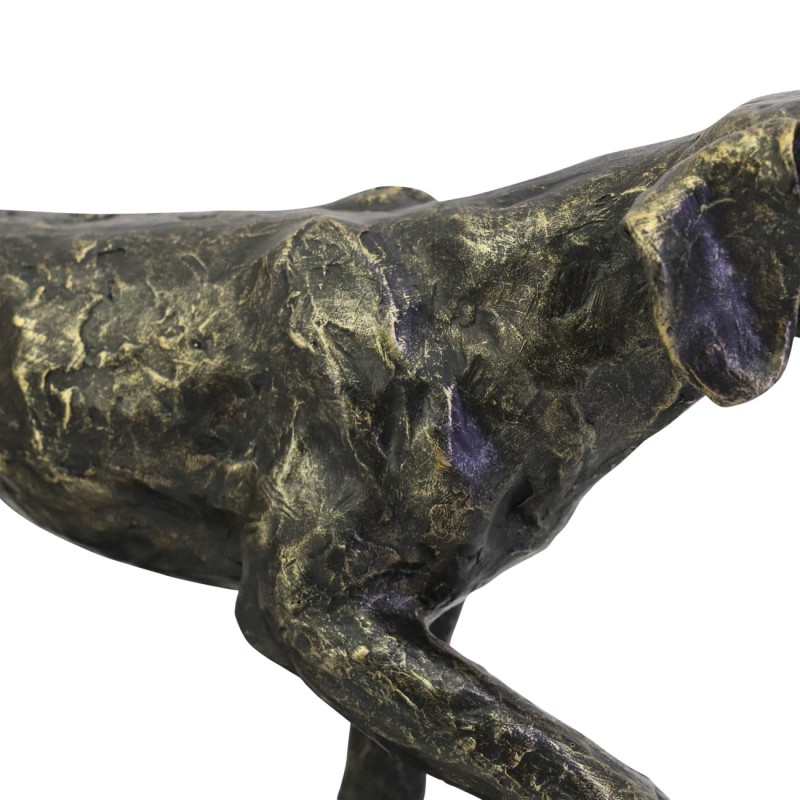 Hunter dog figurine with a textured bronze finish