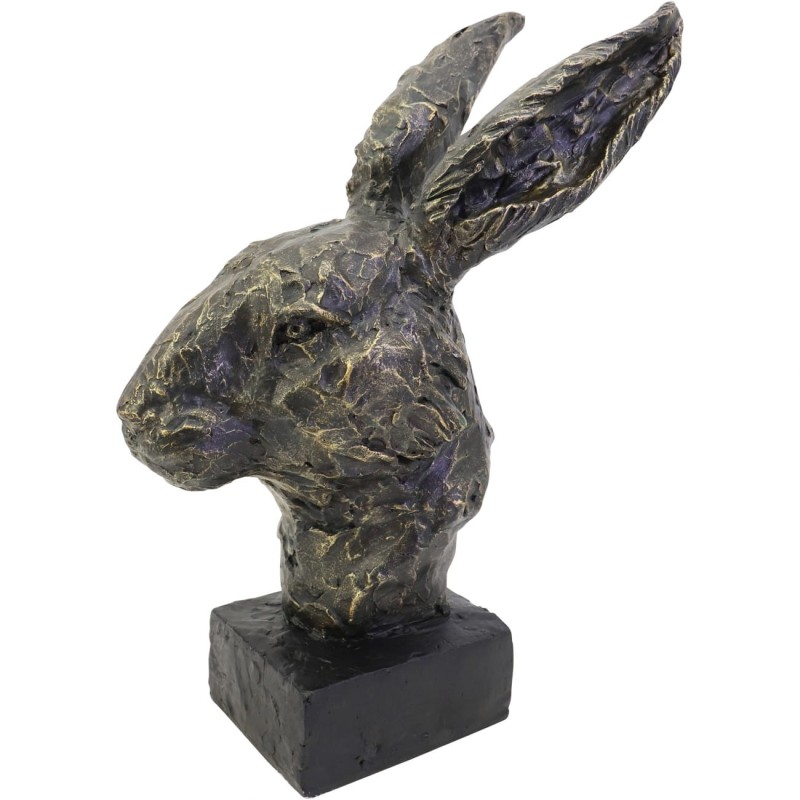 Rabbit Sculpture 40 cm – Bronze Finish on Black Base
