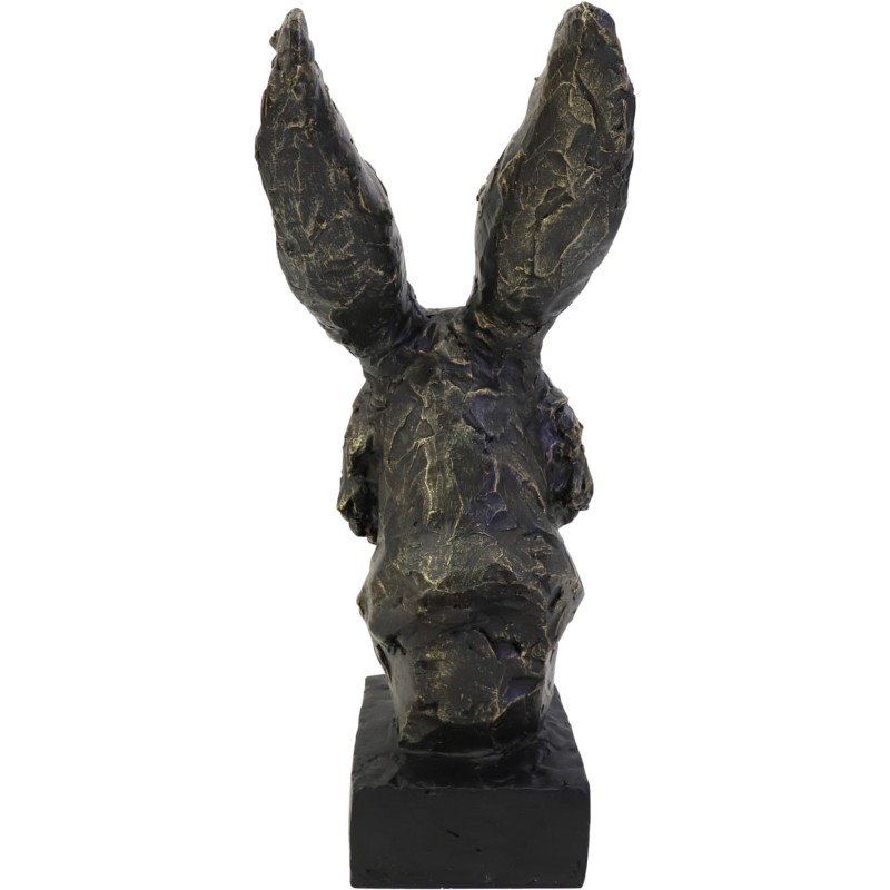 Decorative Rabbit Sculpture on Black Base – Bronze, 40 cm