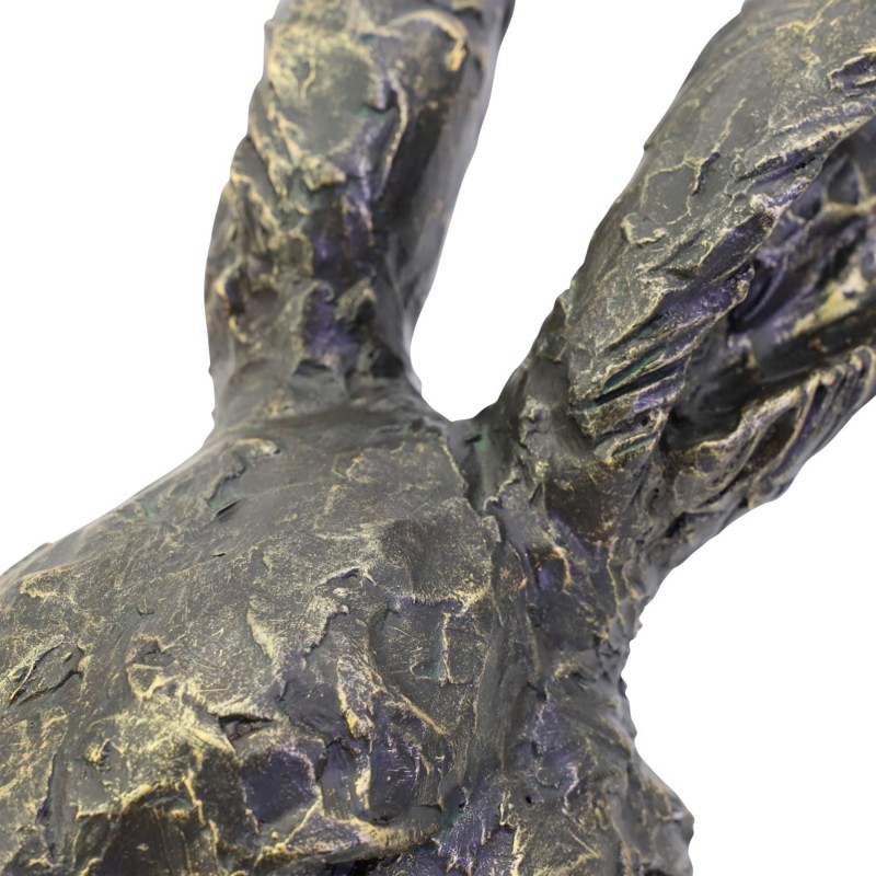 Sculptural Rabbit Figure – Bronze Finish on Black Base
