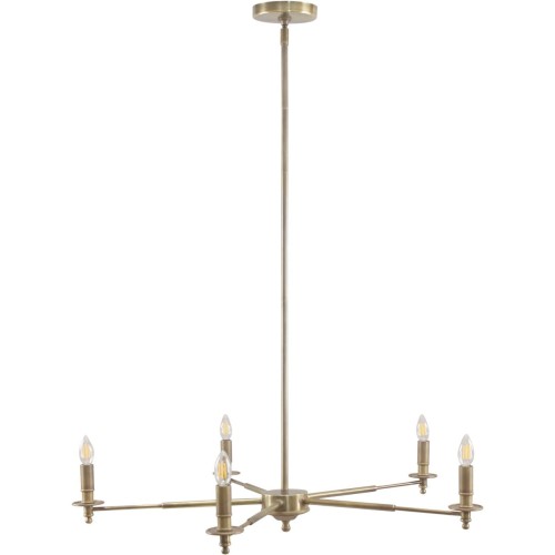 Kingstone 5-Arm Brass Candelabra Chandelier – Gold Finish, 102 cm Diameter