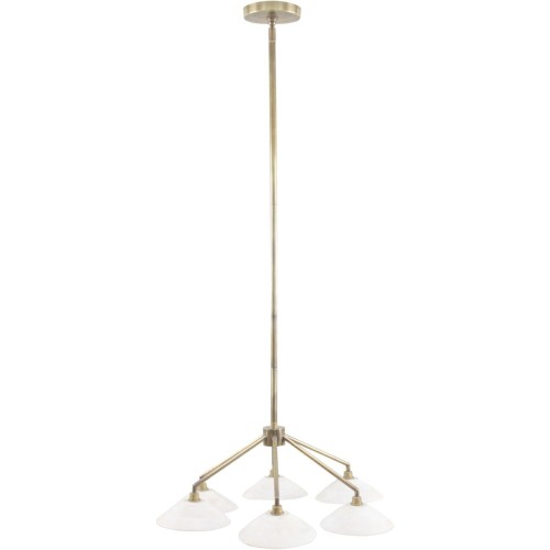 Brass Classic 6-Light Pendant 71cm – Antique Brass & Whitewashed Wood