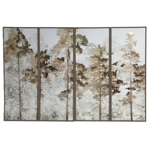 Trees Four-Panel Wall Art 180 × 120 cm with Gold Leaf Detail