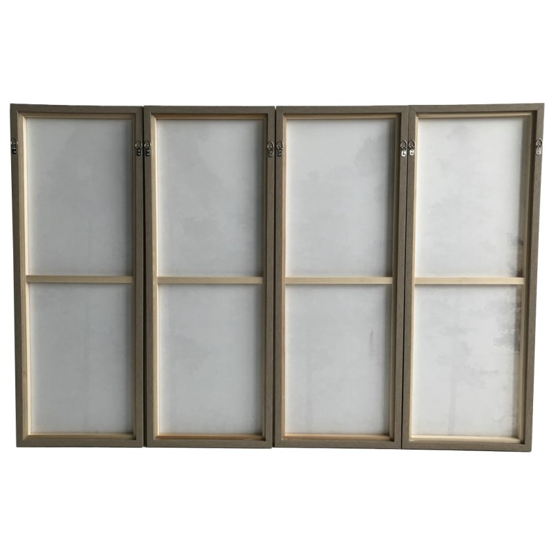 Four framed canvas panels featuring a gold tree design