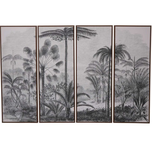 Palms Four-Panel Framed Wall Art 120 cm in Black and White
