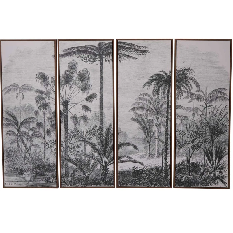 Palms four-panel wall art with a tropical landscape