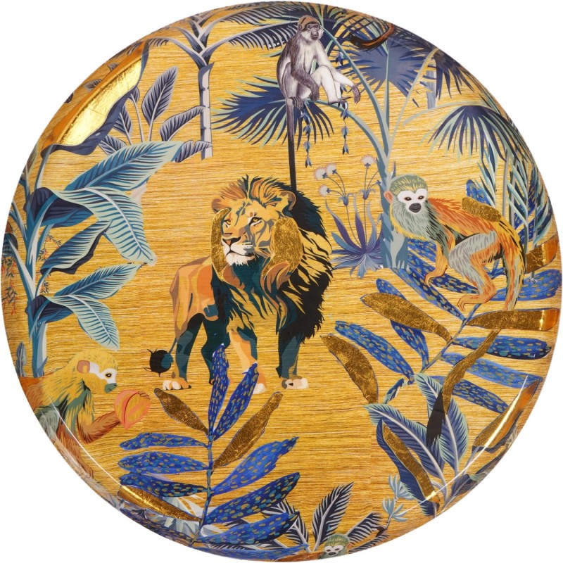 Jungle Wall Art 76 cm – Gold Wall Decor Enamel Round Wall Decor