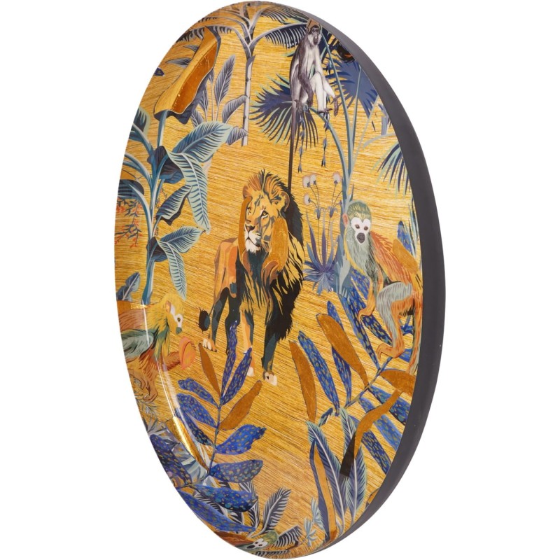 Jungle Wall Art 76 cm – Gold Wall Decor Enamel Round Wall Decor