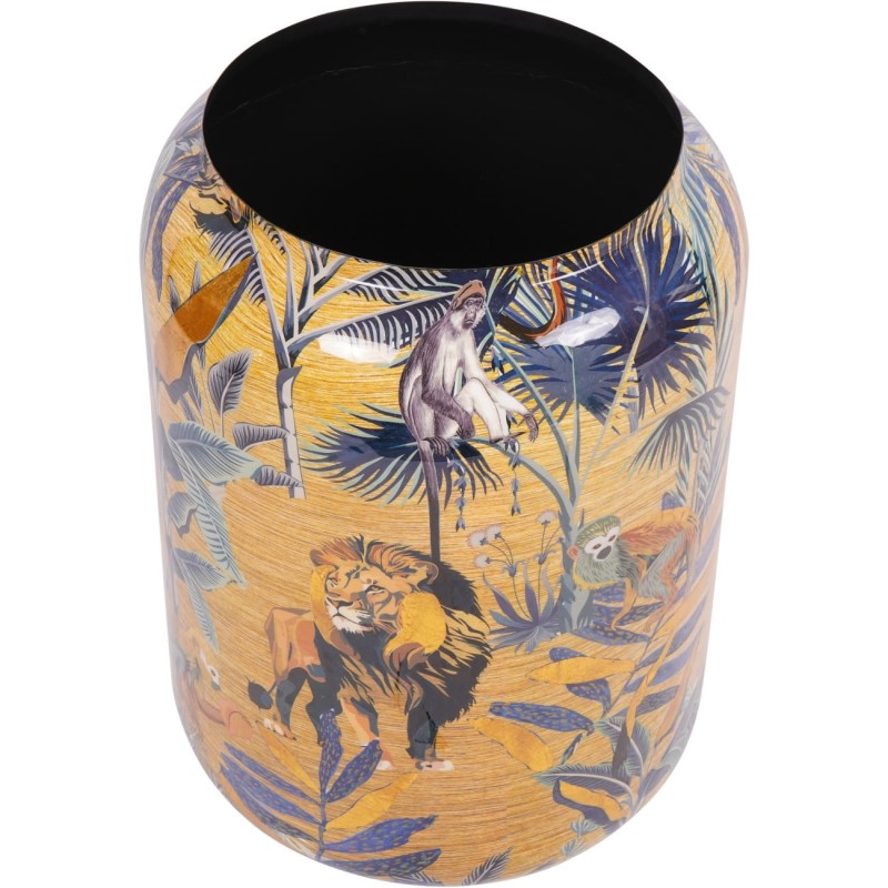 Jungle Iron Vase, 62 cm, Hand-Painted Planter Cover with Gold Details