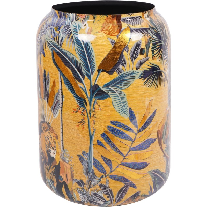 Jungle Iron Vase, 62 cm, Hand-Painted Planter Cover with Gold Details