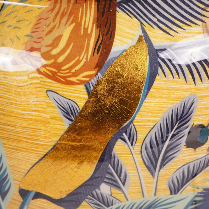 Jungle Iron Vase, 62 cm, Hand-Painted Planter Cover with Gold Details