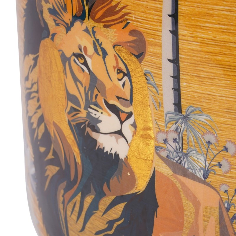 Jungle Iron Vase, 62 cm, Hand-Painted Planter Cover with Gold Details