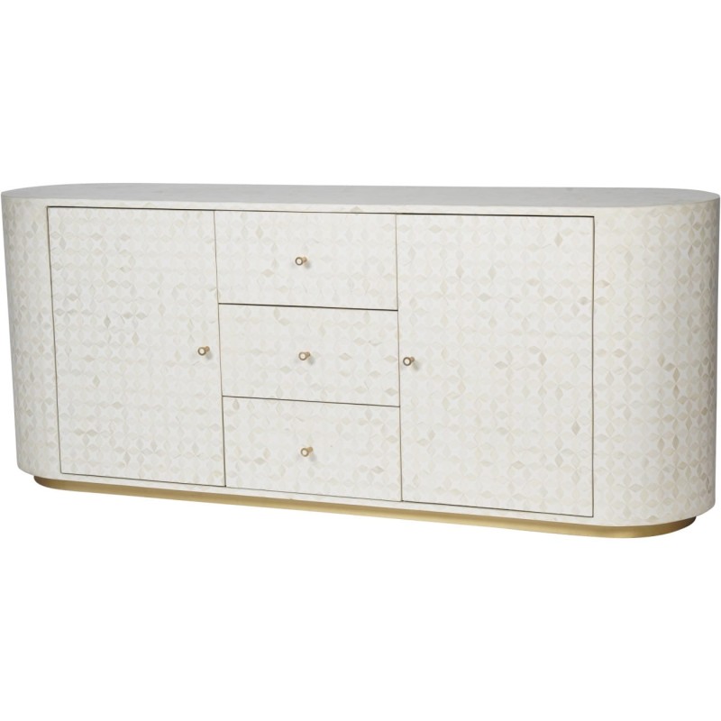 Luxury Aspen white sideboard with decorative geometric inlay