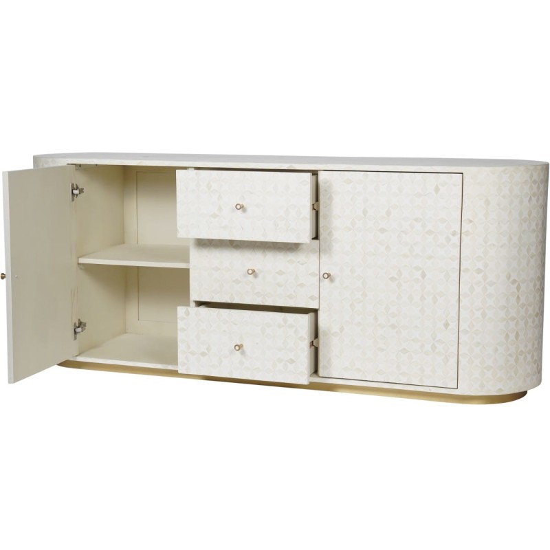 Large white living room sideboard with antique brass base