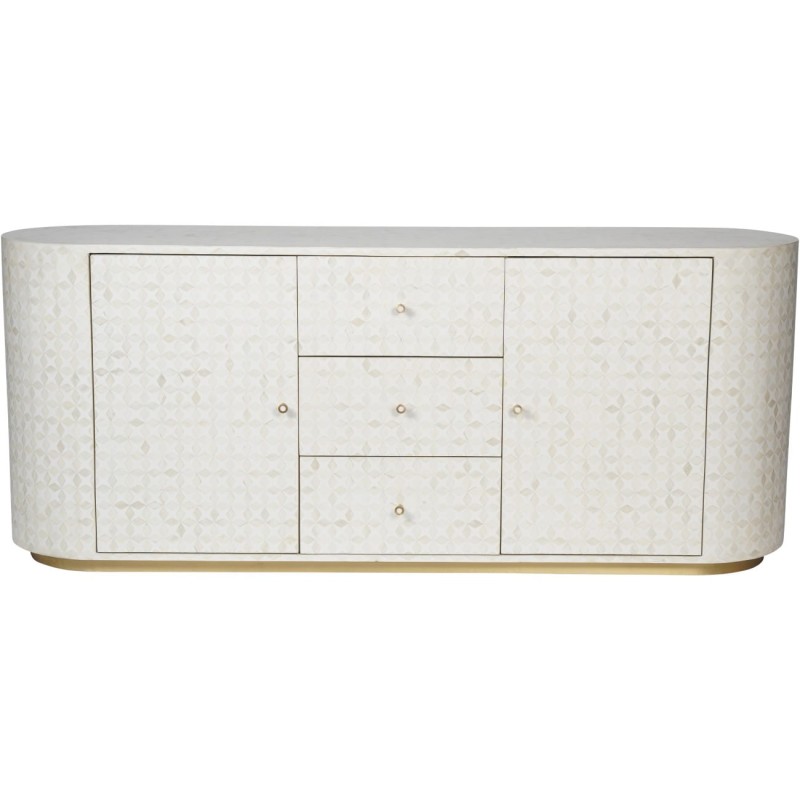 Luxury Aspen bone inlay cabinet with rounded sides