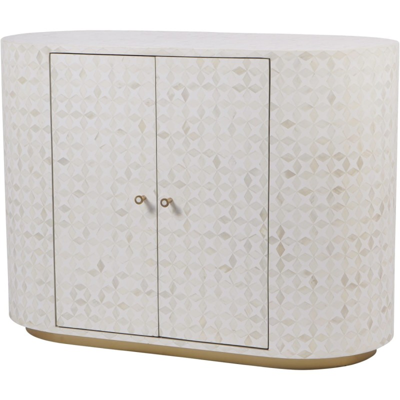 White Two-Door Cabinet Luxury Aspen 100 cm – Gold Base