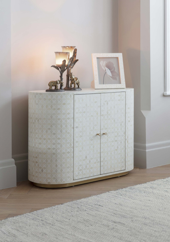 White Two-Door Cabinet Luxury Aspen 100 cm – Gold Base