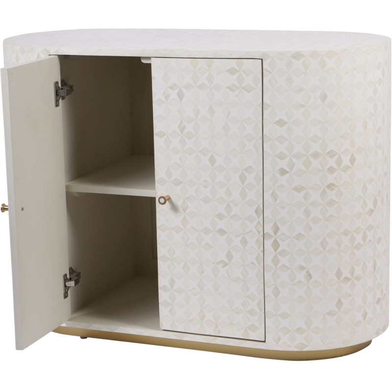 White Two-Door Cabinet Luxury Aspen 100 cm – Gold Base