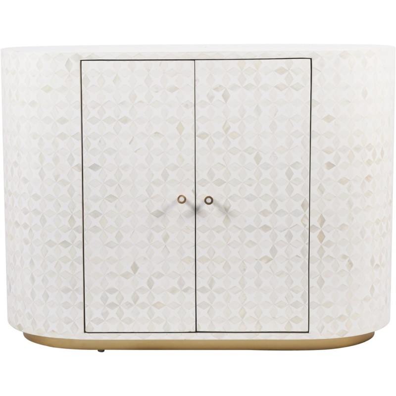 White Two-Door Cabinet Luxury Aspen 100 cm – Gold Base