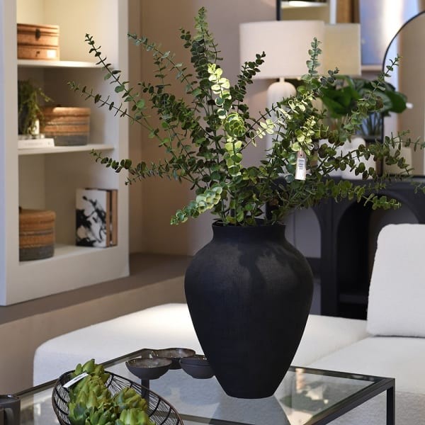 Stone Black Stoneware Vase 45 cm – Large Black Vase