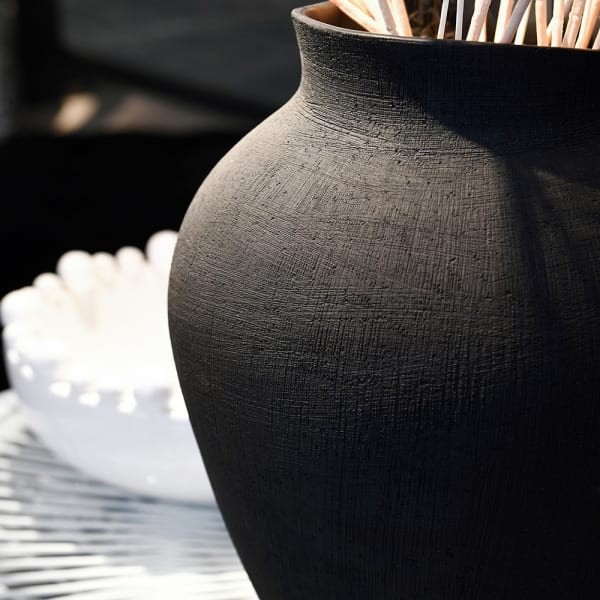 Stone Black Stoneware Vase 45 cm – Large Black Vase