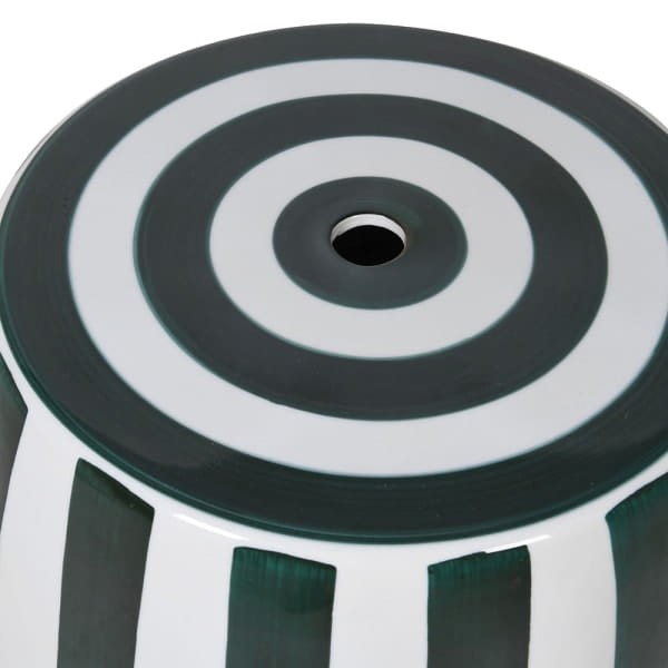 Green and White Striped Bremner Ceramic Stool