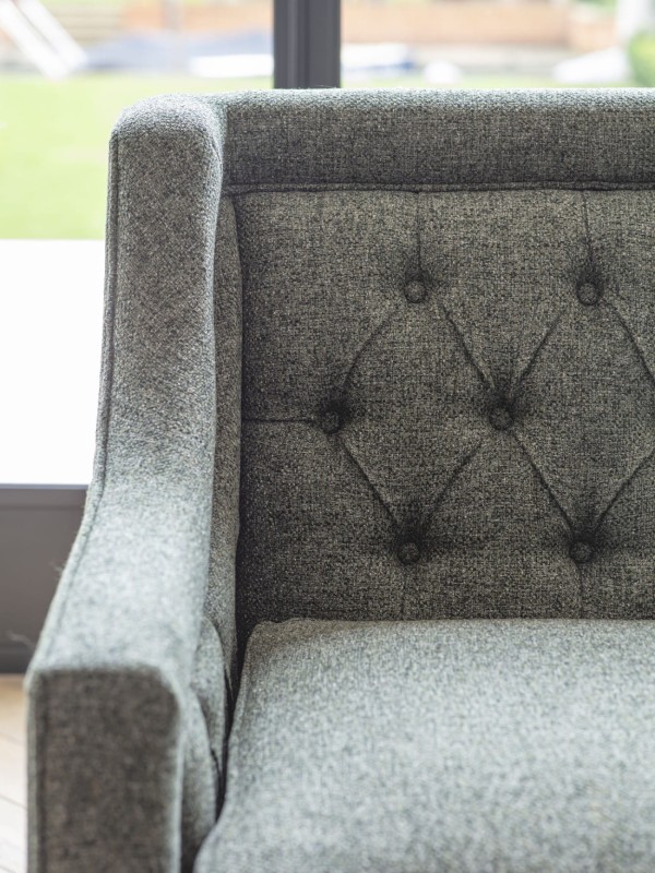 Cheval Forest Three-Seater Sofa, 200 cm, Green Upholstery with Decorative Buttons and Stitching