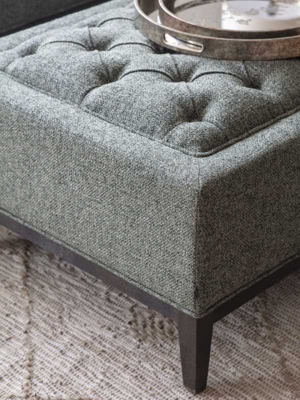 Cheval Forest Ottoman 140 cm Footstool Coffee Table - Green Upholstery with Decorative Buttons and Stitching