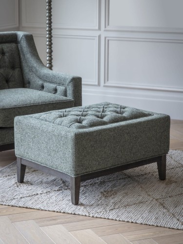 Cheval Forest Green Footstool 81 cm with Button-Tufted Upholstery