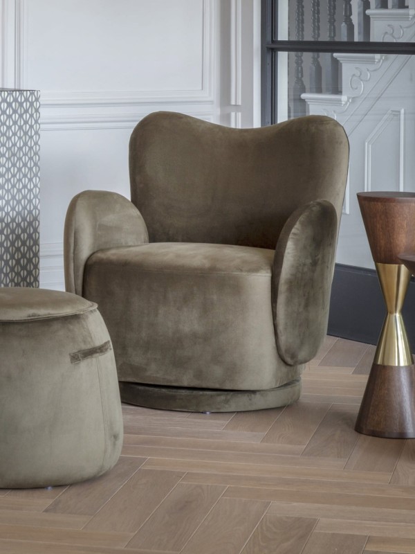 Ennismore Green Velvet Swivel Armchair 80 cm
