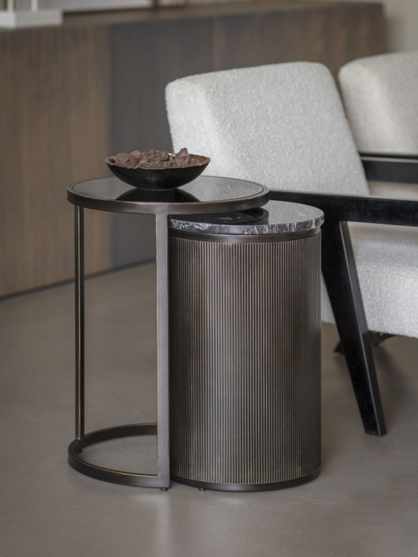 Primrose Black set of two round side tables