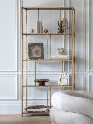 Bromley Gold Metal Shelving Unit 195.5 cm with Open Shelves