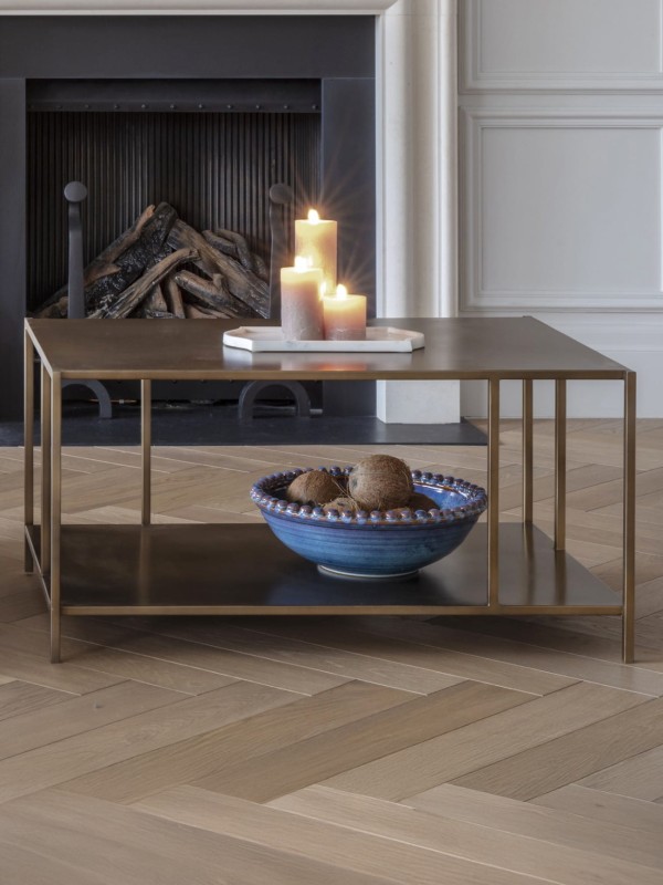 Rectangular dark-gold iron coffee table